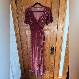 Baltic Born Andi Ribbed Velvet Wrap Dress